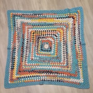 Crocheted Granny‎ Square Throw Lap Blanket Handmade Knit Colorful